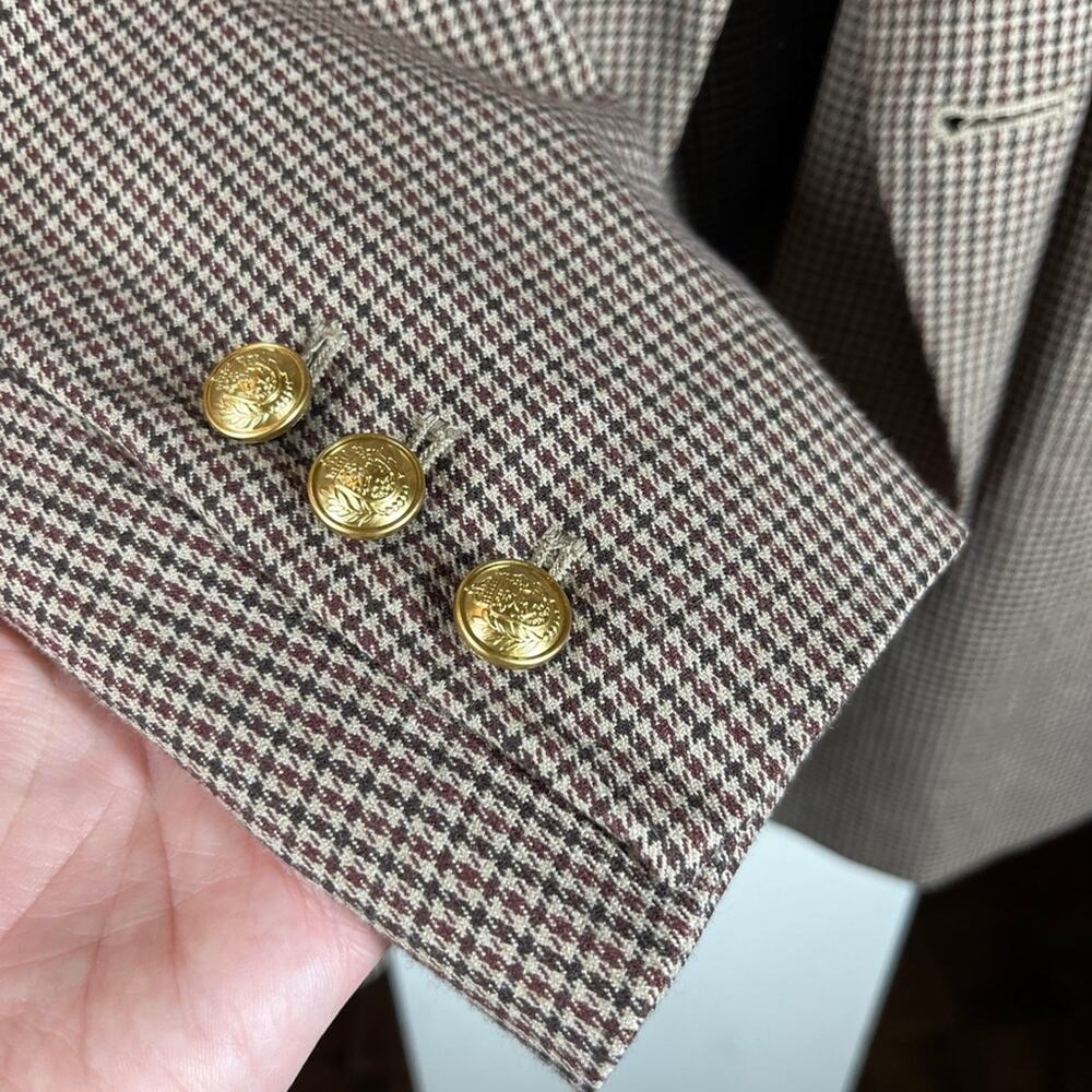 Lane Bryant Womens Bryant Blazer‎ 28 Brown Houndstooth Gold Buttons NWT Academia - Picture 4 of 10